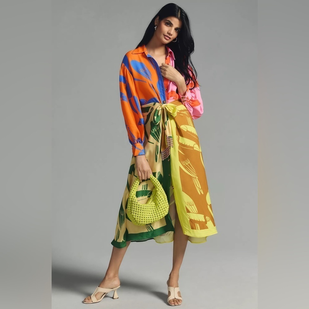 NWT Farm Rio Mixed-Print Shirt Dress Anthropologie